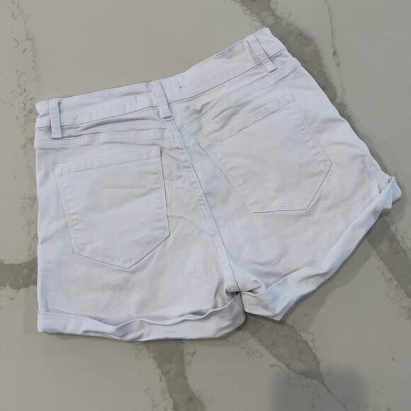 KanCan White Denim Distressed Jean Shorts High Rise Cuffed Pockets Women's 28 - Picture 4 of 6